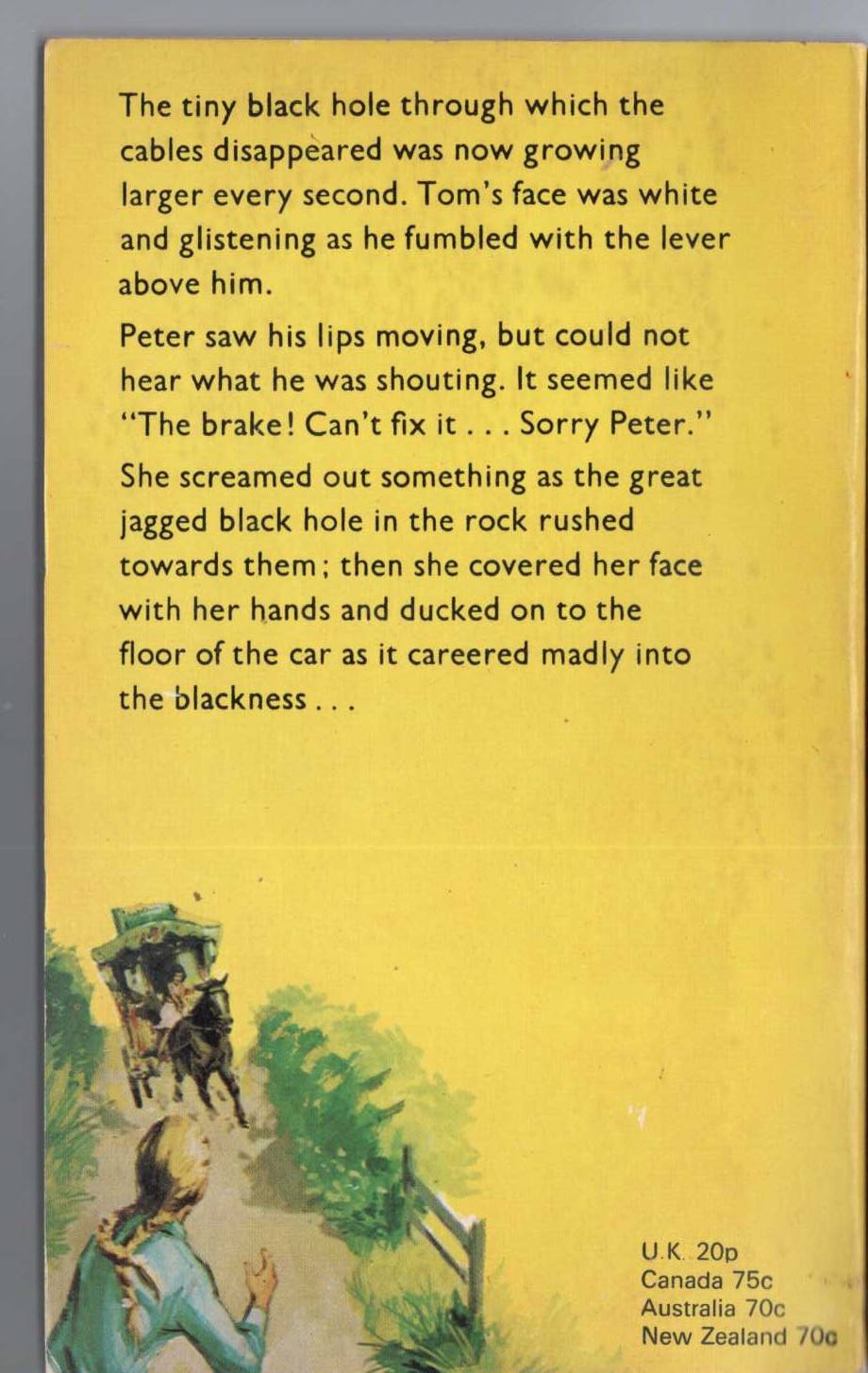 Malcolm Saville  SEVEN WHITE GATES magnified rear book cover image