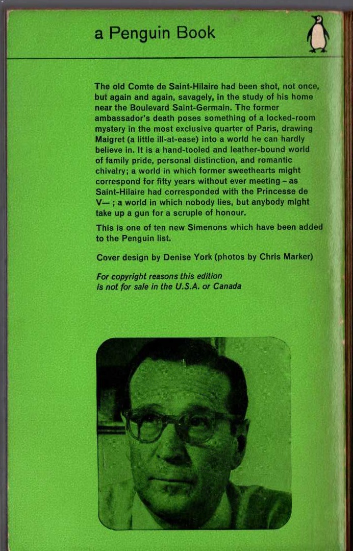 Georges Simenon  MAIGRET IN SOCIETY magnified rear book cover image