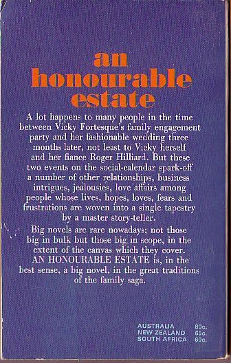 Lane Kauffmann  THE HONOURABLE ESTATE magnified rear book cover image
