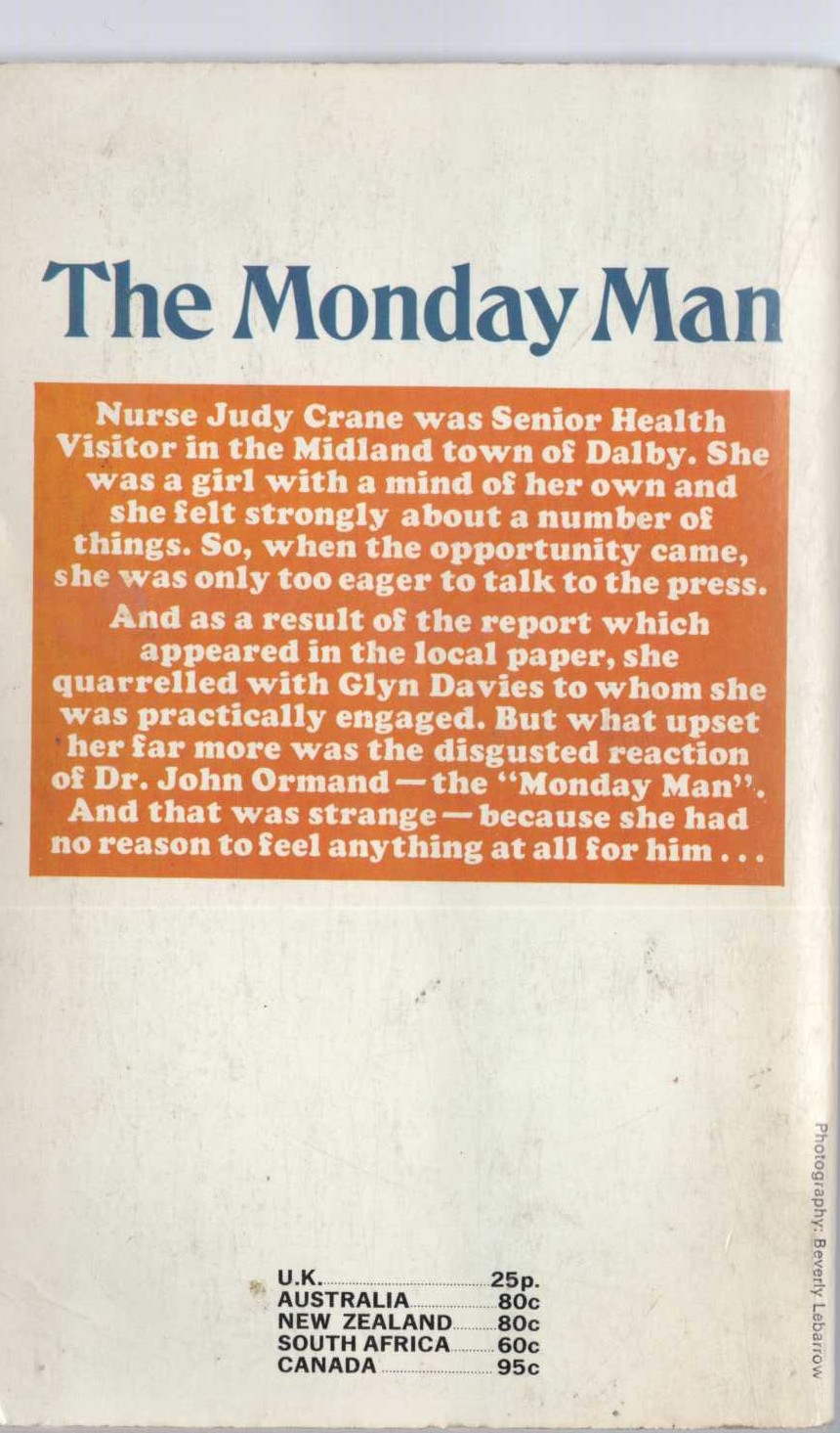Bess Norton  THE MONDAY MAN magnified rear book cover image