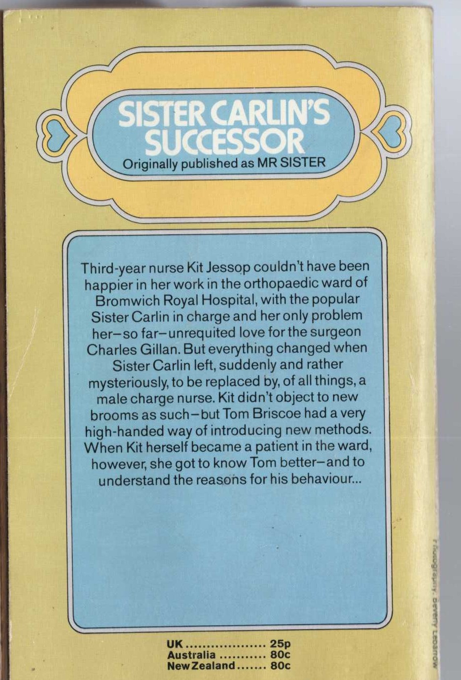 Hilary Neal  SISTER CARLIN'S SUCCESSOR magnified rear book cover image