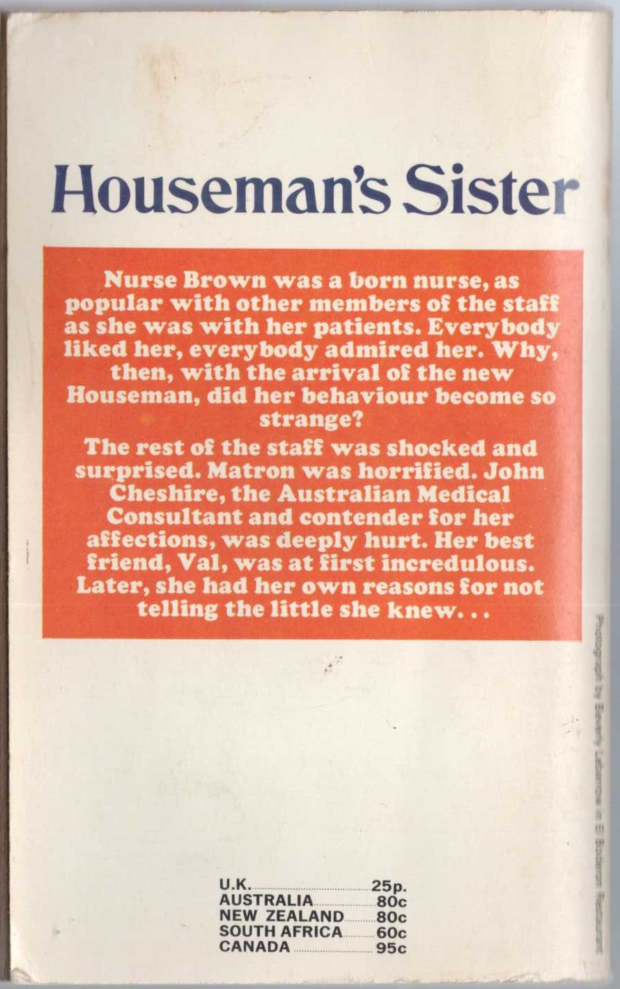 Hilary Neal  HOUSEMAN'S SISTER magnified rear book cover image