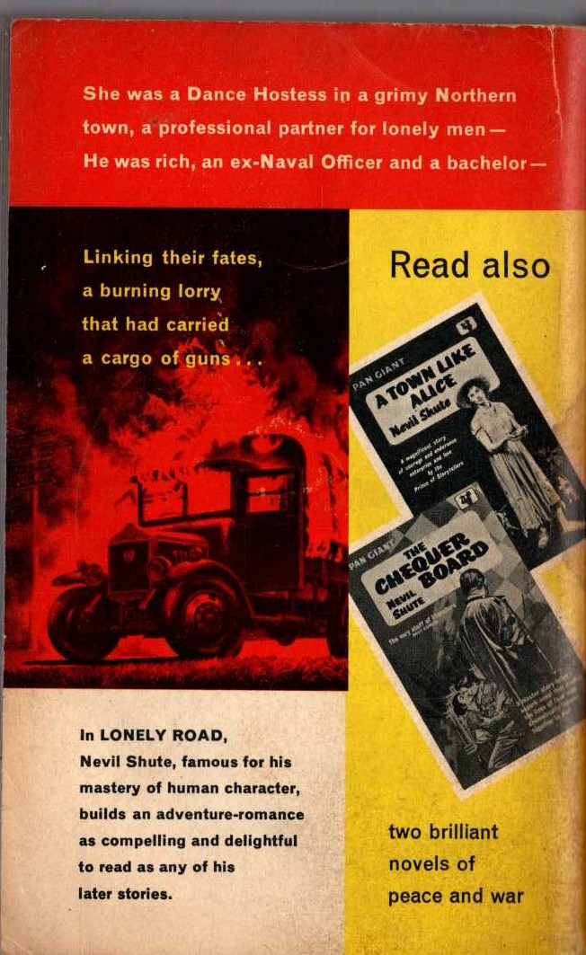 Nevil Shute  LONELY ROAD magnified rear book cover image