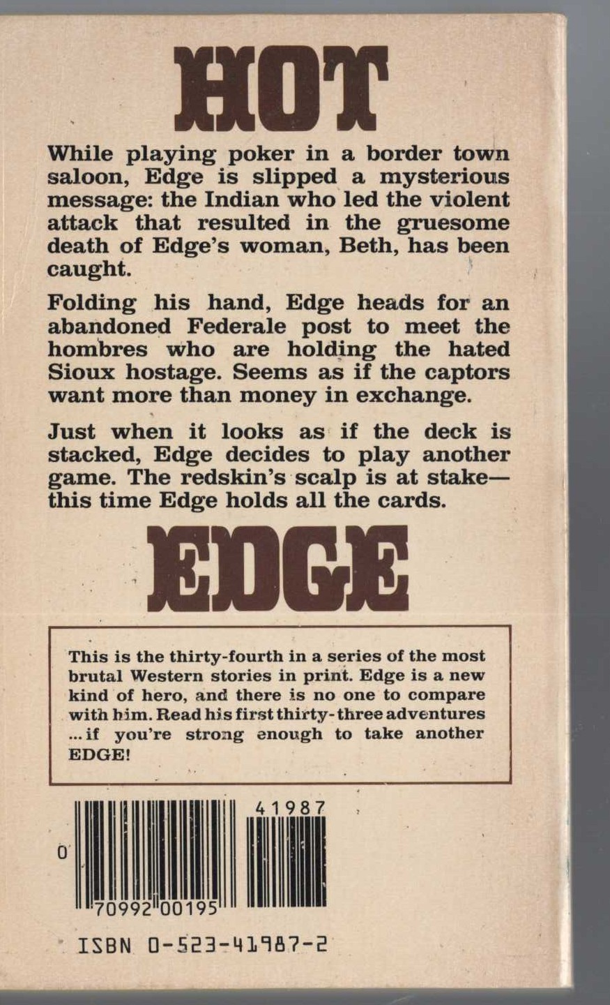 George G. Gilman  EDGE 34: A RIDE IN THE SUN magnified rear book cover image