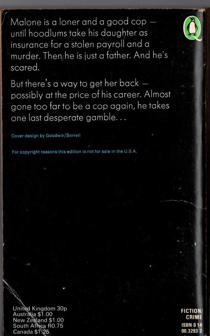 Ellery Queen  COP OUT magnified rear book cover image