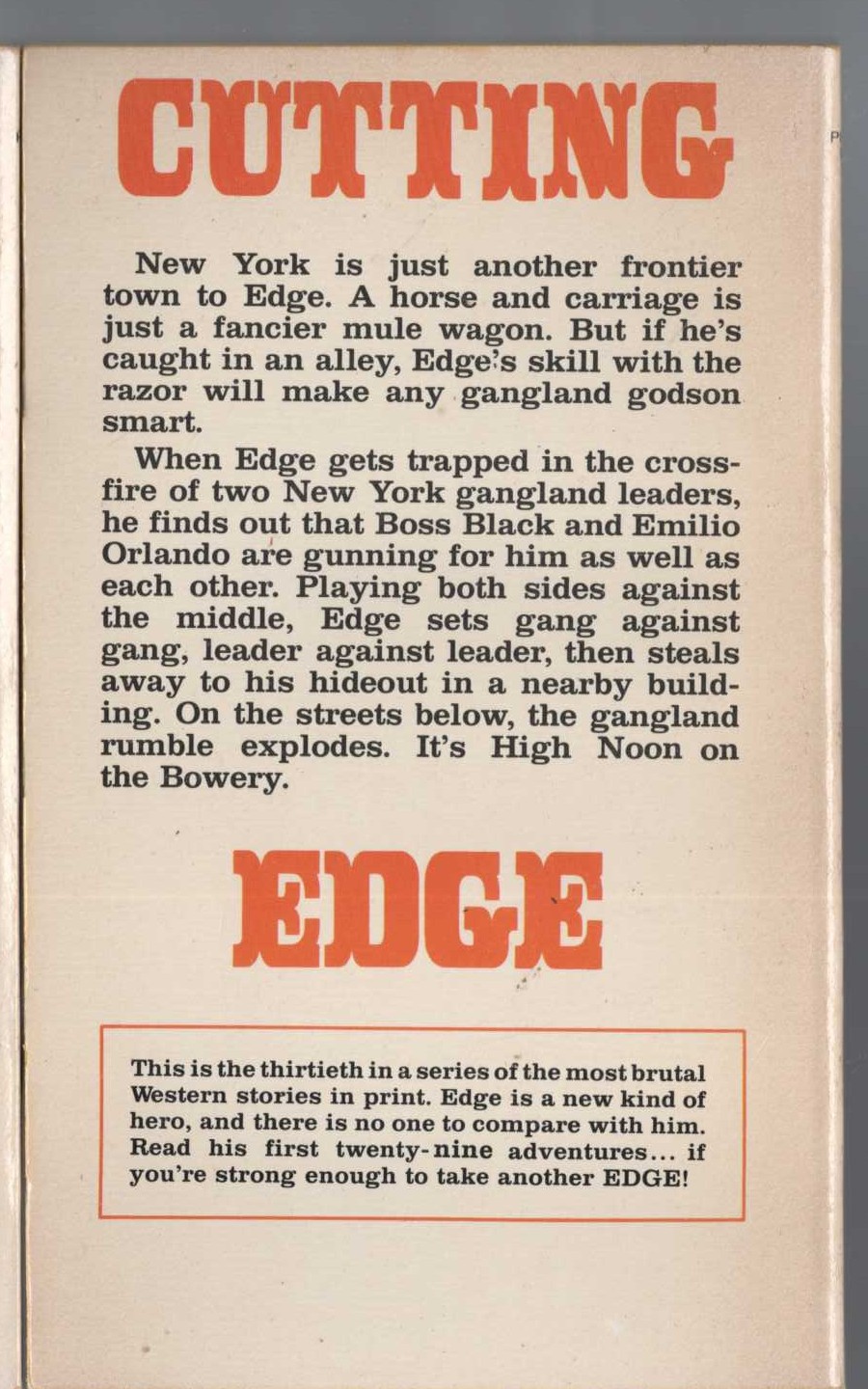 George G. Gilman  EDGE 30: TOWERING NIGHTMARE magnified rear book cover image