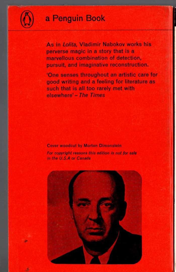 Vladimir Nabokov  THE REAL LIFE OF SEBASTIAN KNIGHT magnified rear book cover image