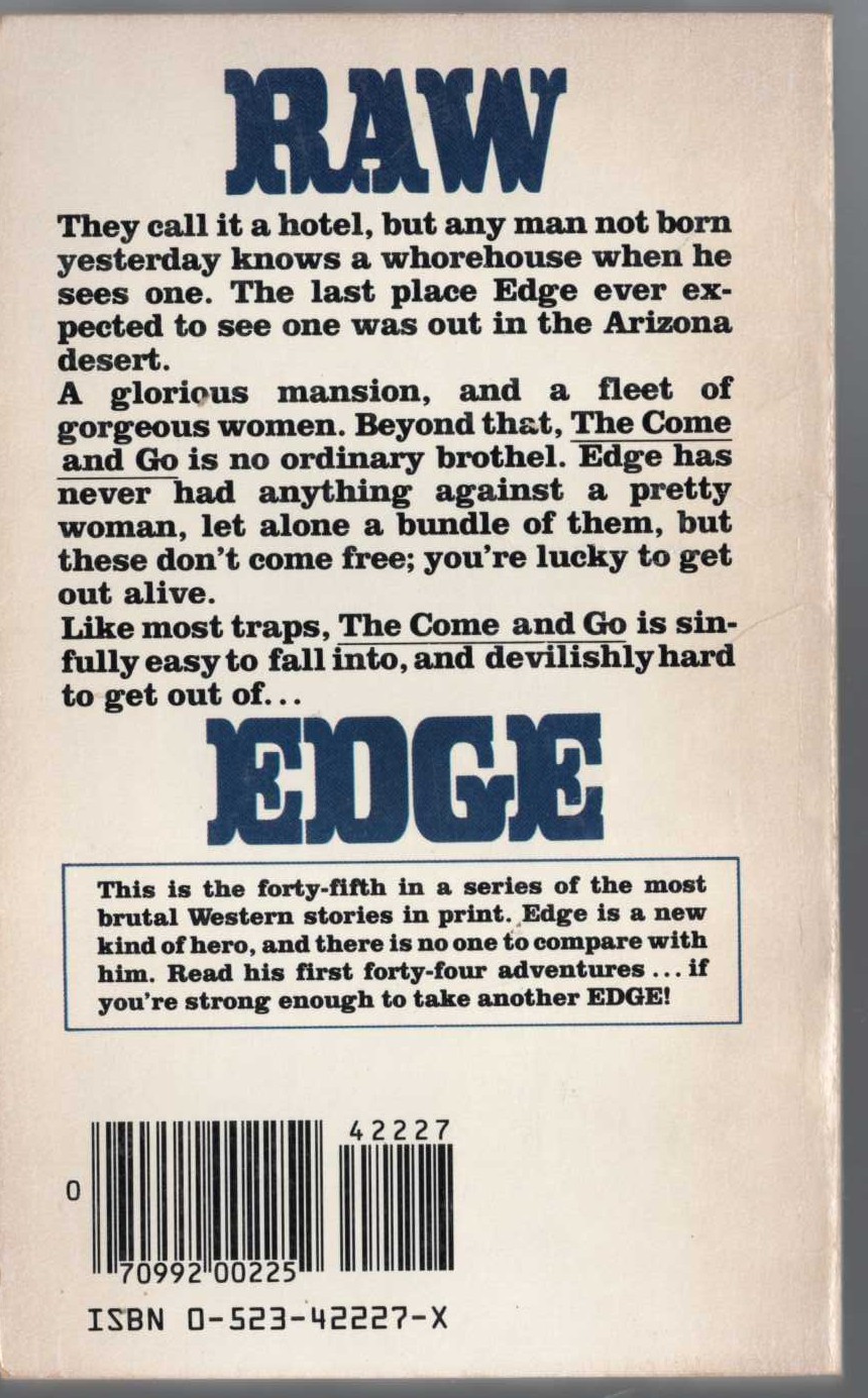 George G. Gilman  EDGE 45: HOUSE ON THE RANGE magnified rear book cover image