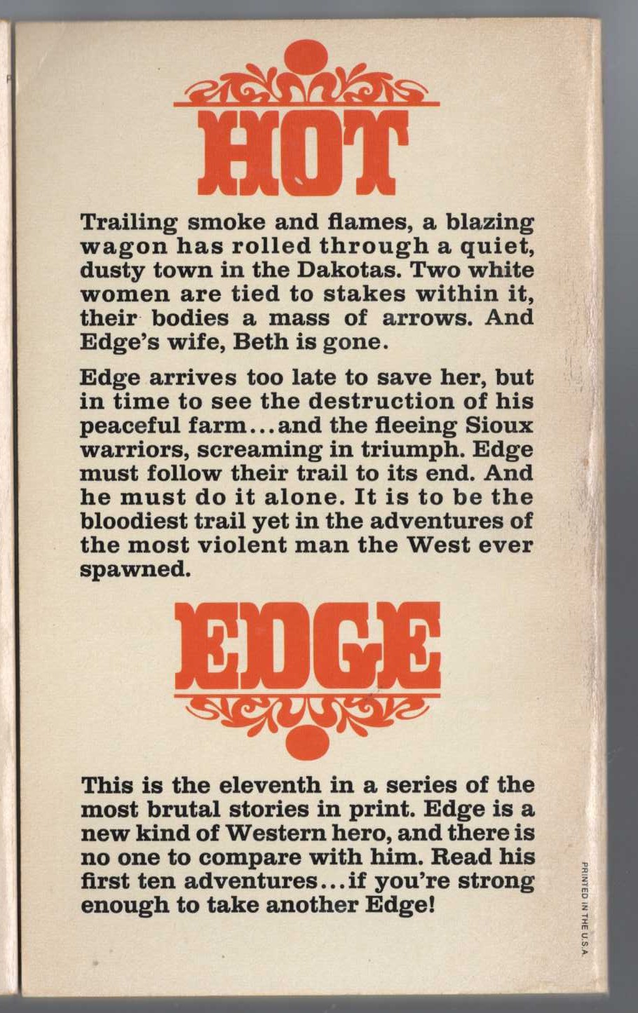 George G. Gilman  EDGE 11: SIOUX UPRISING magnified rear book cover image