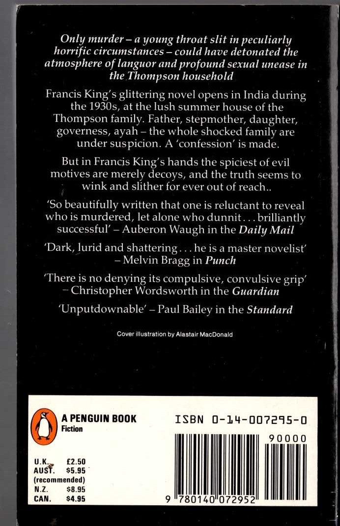 Francis King  ACT OF DARKNESS magnified rear book cover image