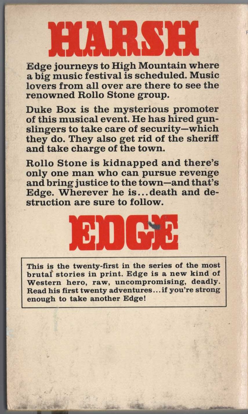 George G. Gilman  EDGE 21: RHAPSODY IN RED magnified rear book cover image