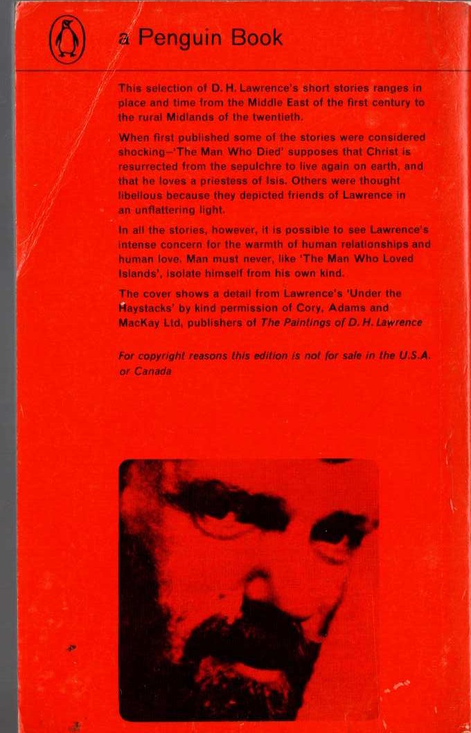D.H. Lawrence  LOVE AMONG THE HAYSTACKS magnified rear book cover image