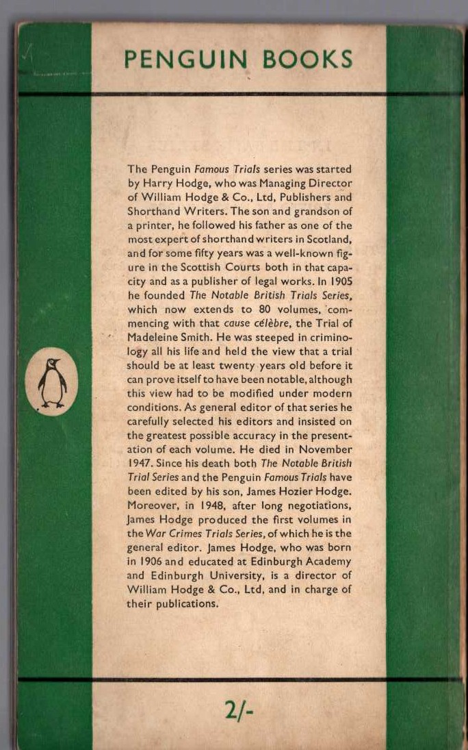 James H. Hodge  FAMOUS TRIALS 4 magnified rear book cover image