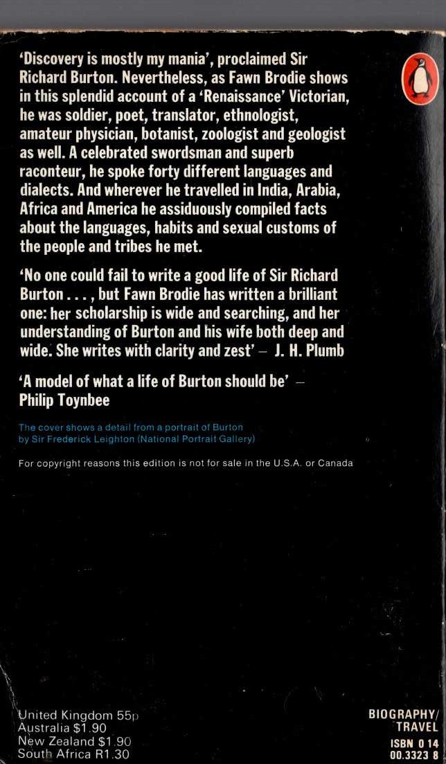 Fawn M. Brodie  THE DEVIL DRIVES magnified rear book cover image