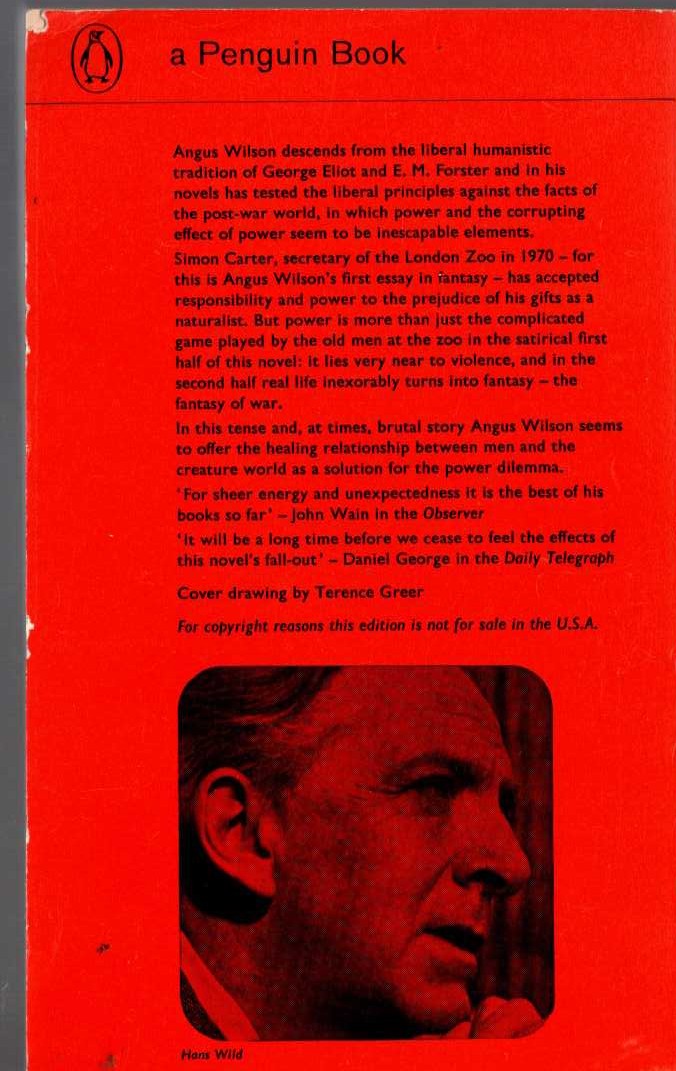 Angus Wilson  THE OLD MEN AT THE ZOO magnified rear book cover image