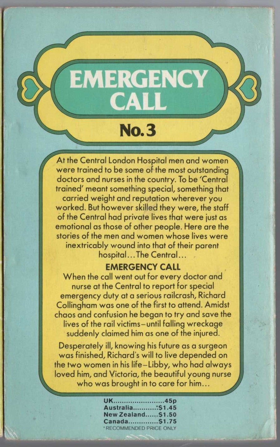 Elizabeth Harrison  EMERGENCY CALL magnified rear book cover image