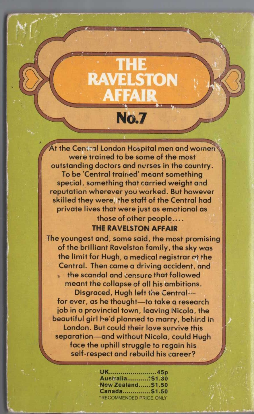 Elizabeth Harrison  THE RAVELSTON AFFAIR magnified rear book cover image