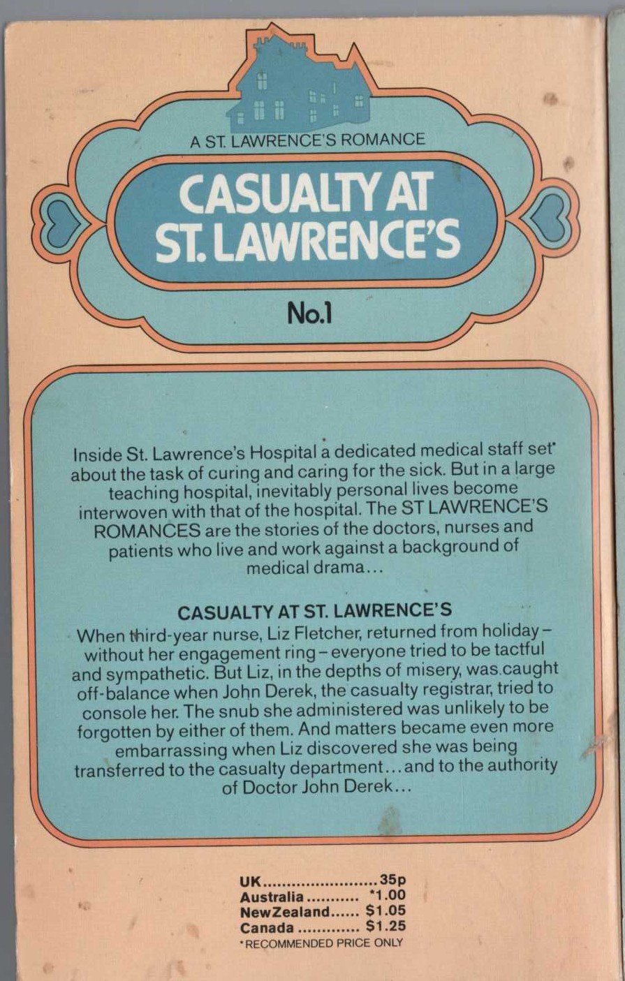 Cathy Linton  CASUALTY AT ST. LAWRENCE'S magnified rear book cover image