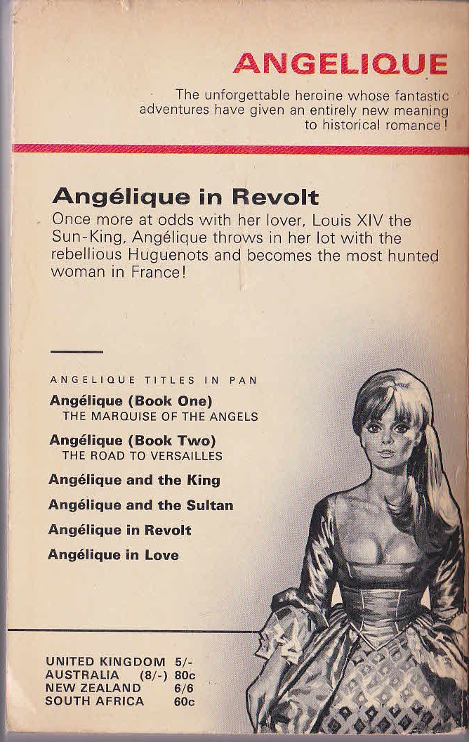 Sergeanne Golon  ANGELIQUE IN REVOLT magnified rear book cover image