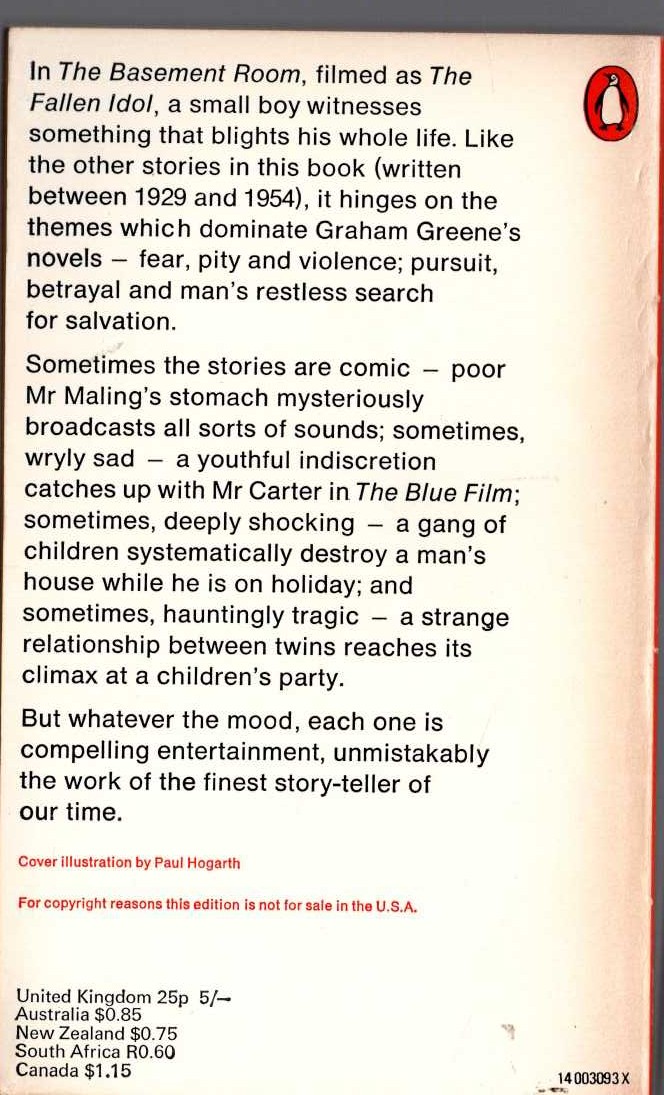 Graham Greene  TWENTY-ONE STORIES magnified rear book cover image