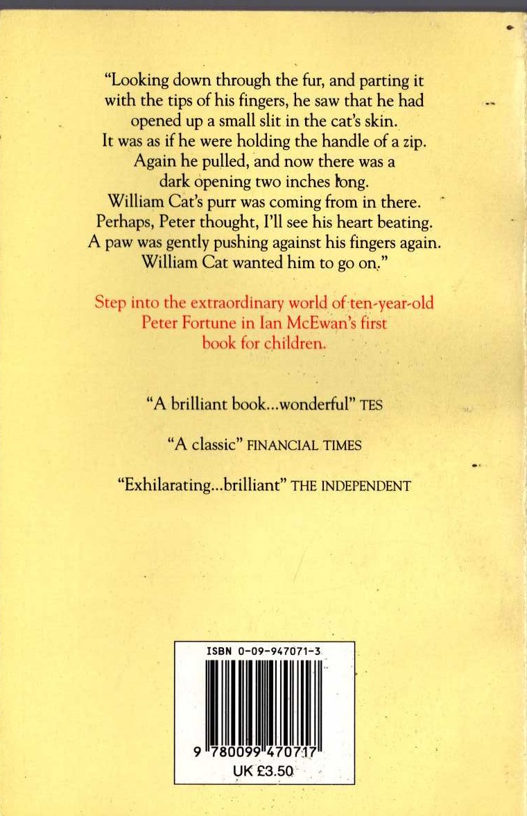 Ian McEwan  THE DAYDREAMER magnified rear book cover image