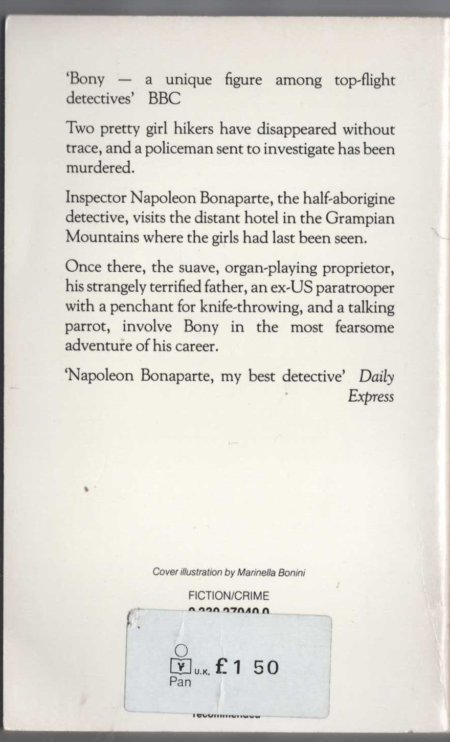 Arthur Upfield  THE MOUNTAINS HAVE A SECRET magnified rear book cover image