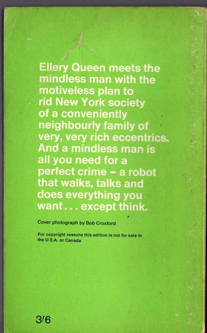 Ellery Queen  THE PLAYER OF THE OTHER SIDE magnified rear book cover image