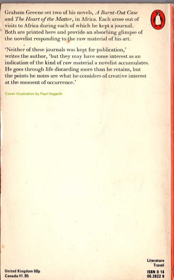 Graham Greene  IN SEARCH OF CHARACTER magnified rear book cover image