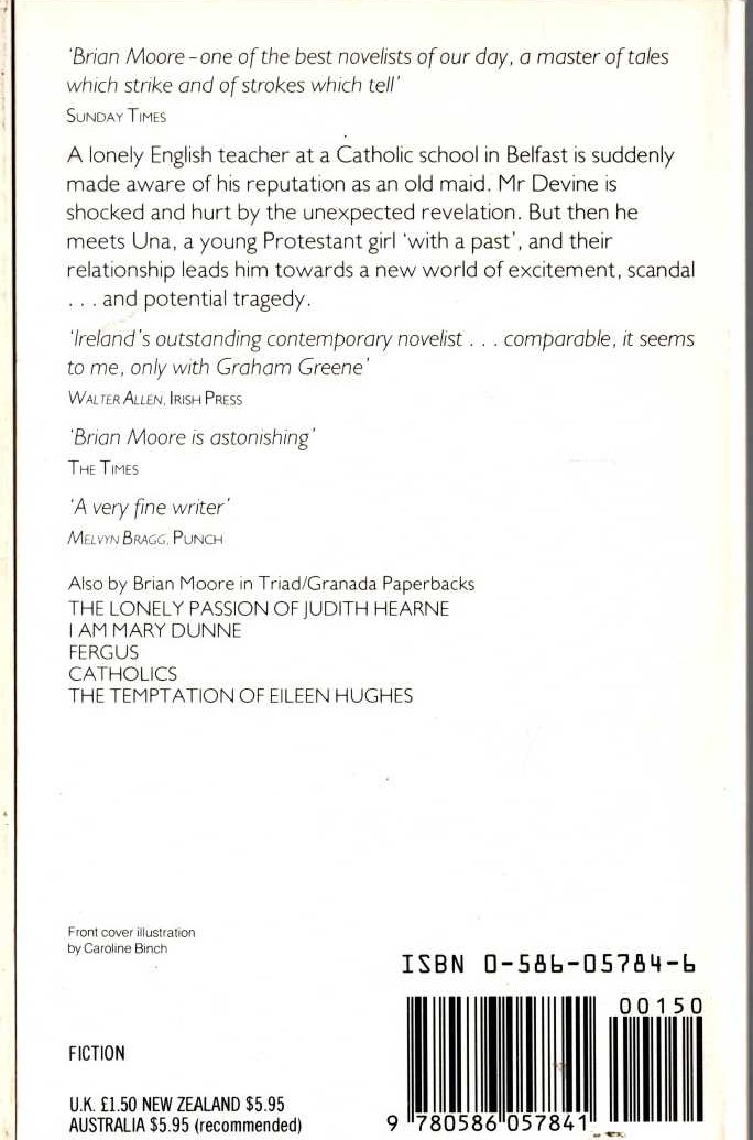 Brian Moore  THE FEAST OF LUPERCAL magnified rear book cover image