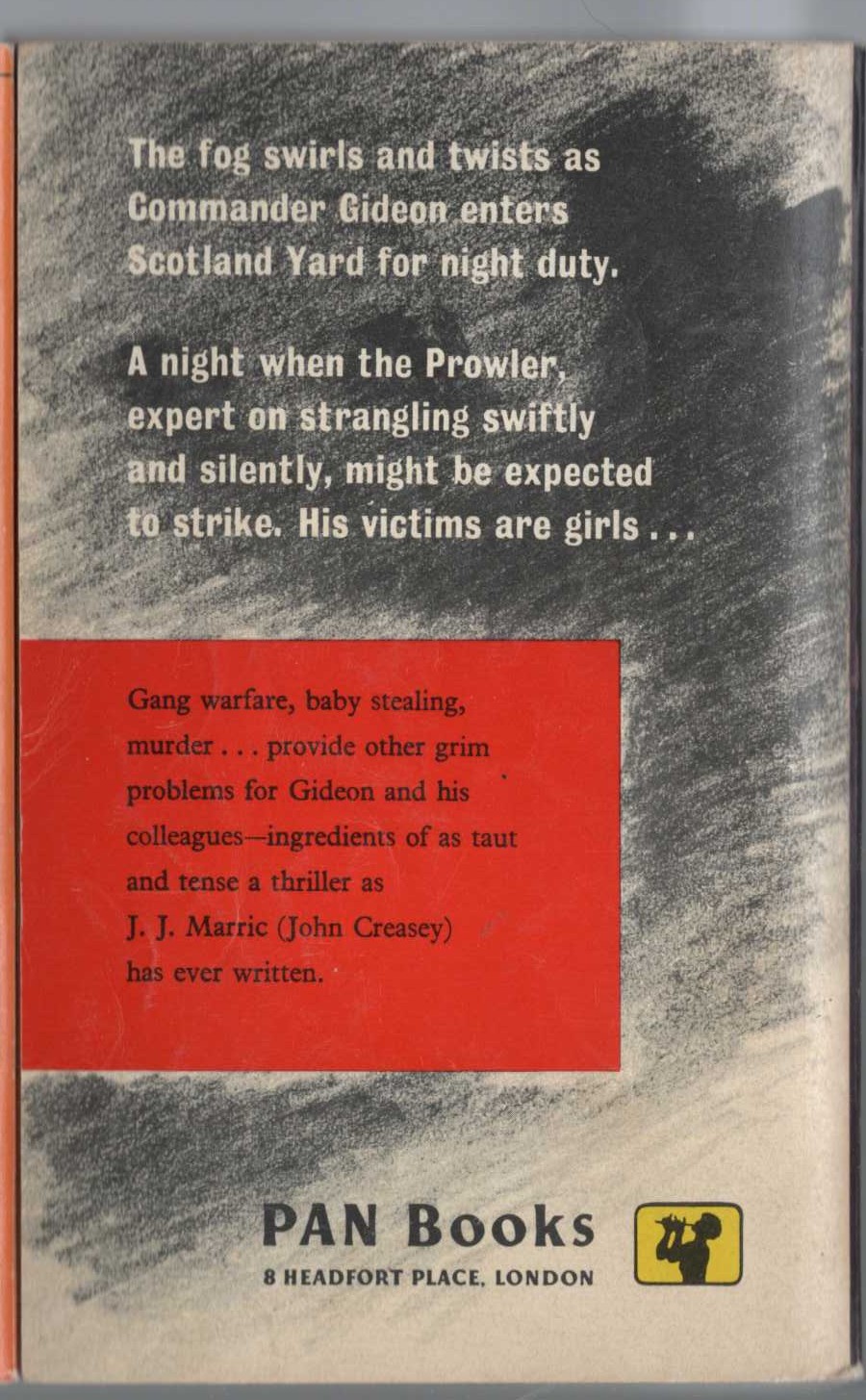 J.J. Marric  GIDEON'S NIGHT magnified rear book cover image