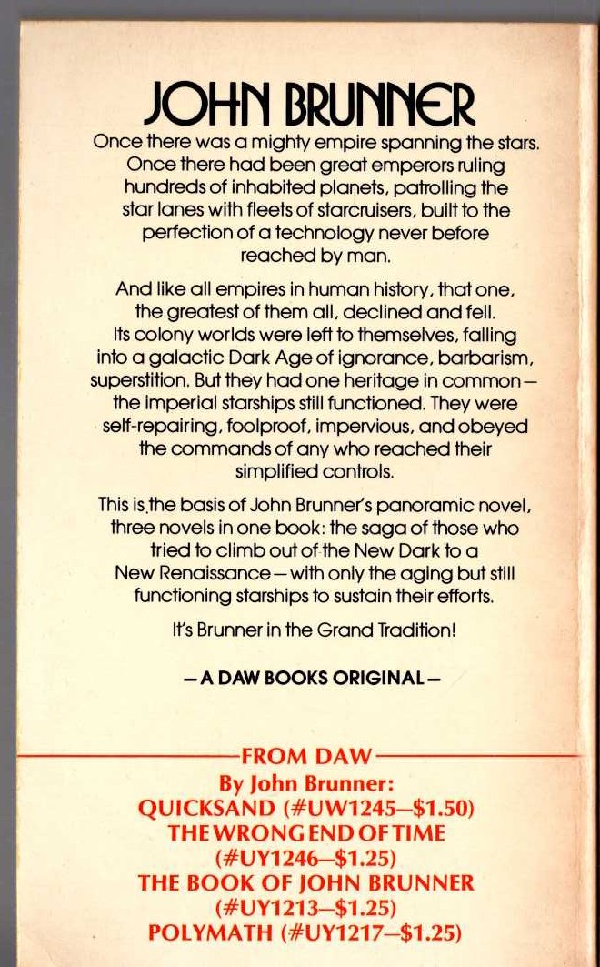 John Brunner  INTERSTELLAR EMPIRE magnified rear book cover image