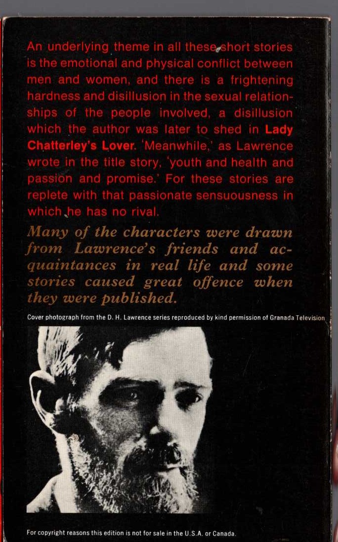 D.H. Lawrence  ENGLAND, MY ENGLAND magnified rear book cover image
