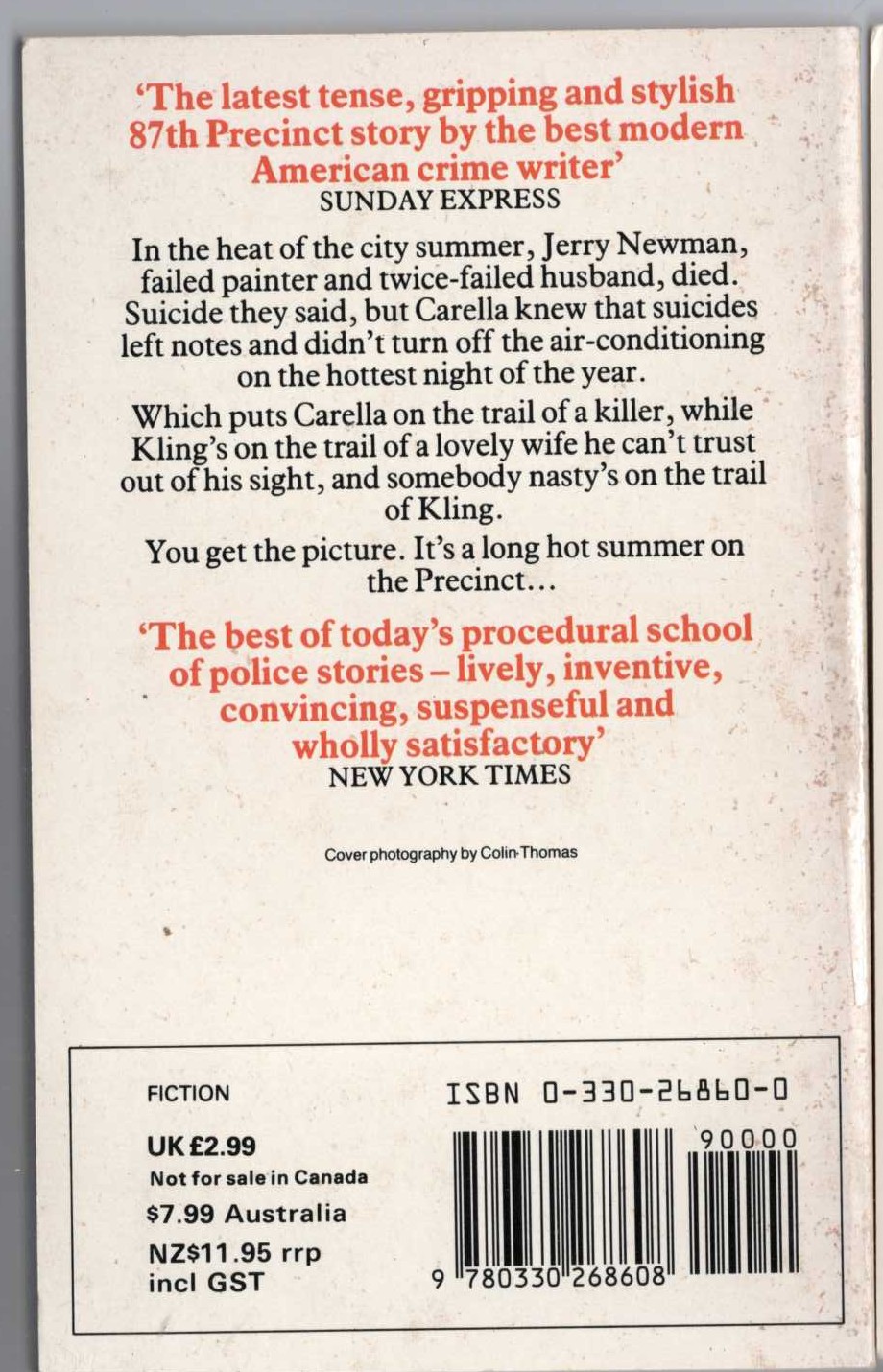 Ed McBain  HEAT magnified rear book cover image