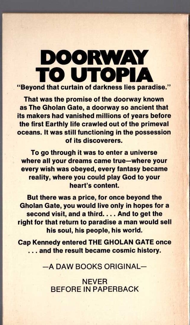 Gregory Kern  THE GHOLOAN GATE magnified rear book cover image