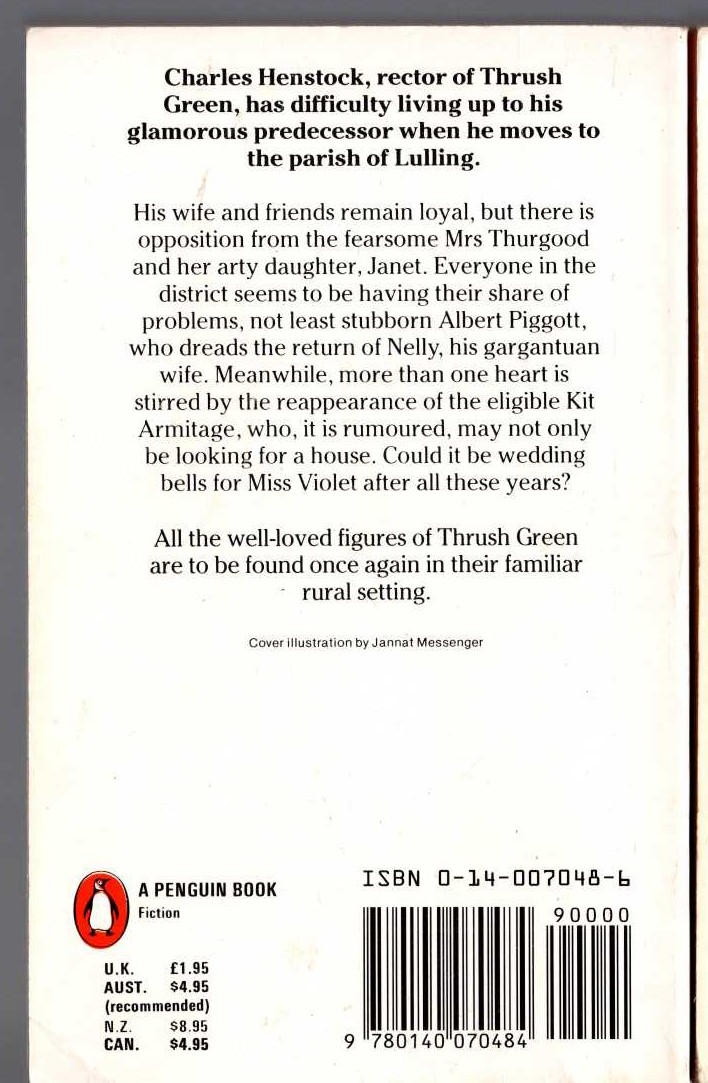 Miss Read  AFFAIR AT THRUSH GREEN magnified rear book cover image