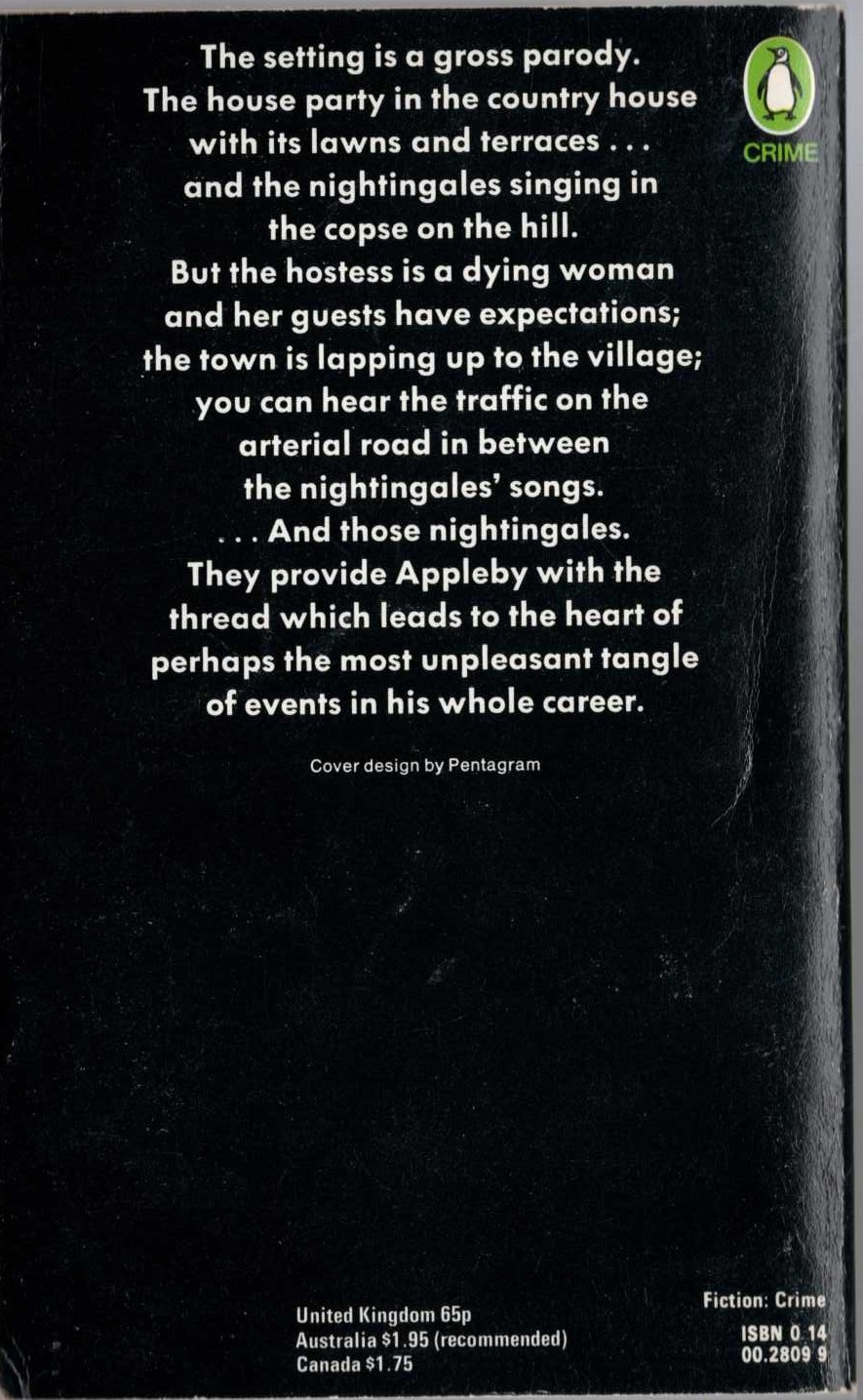 Michael Innes  THE BLOODY WOOD magnified rear book cover image