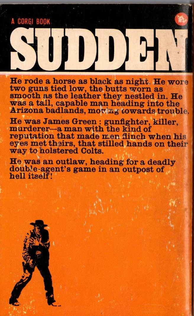 Oliver Strange  SUDDEN RIDES AGAIN magnified rear book cover image
