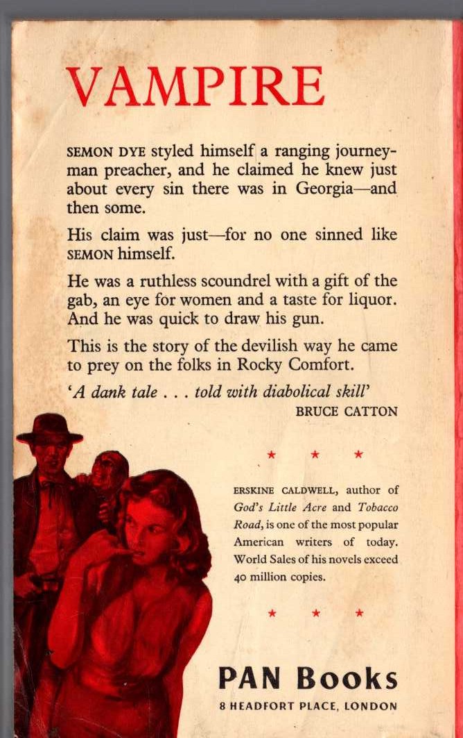 Erskine Caldwell  JOURNEYMAN magnified rear book cover image