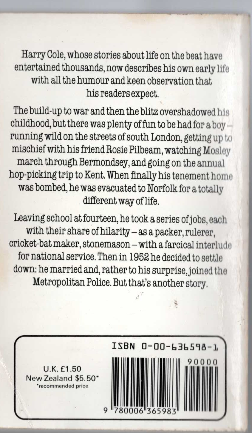 Harry Cole  POLICEMAN'S PRELUDE magnified rear book cover image