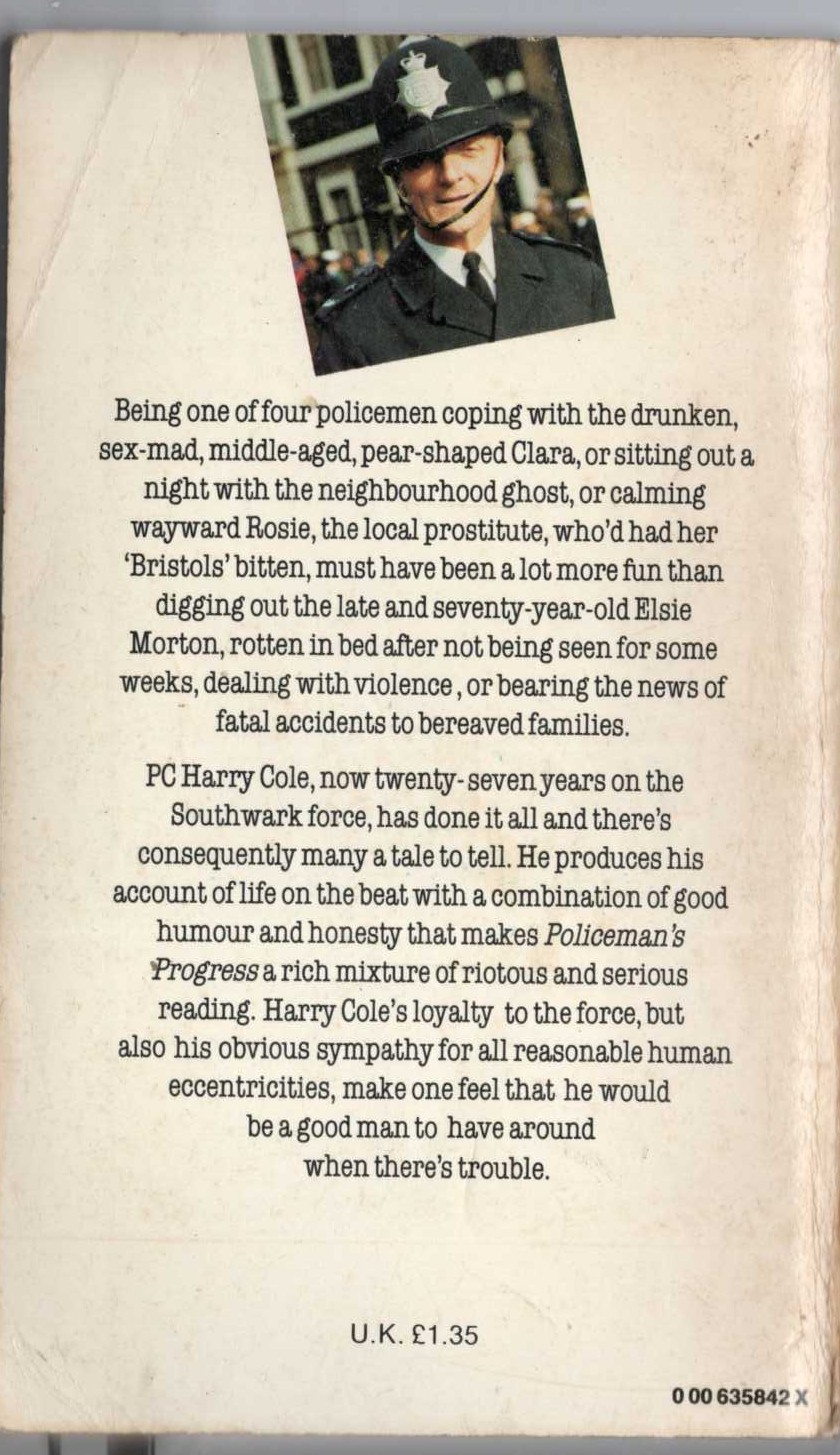 Harry Cole  POLICEMAN'S PROGRESS magnified rear book cover image