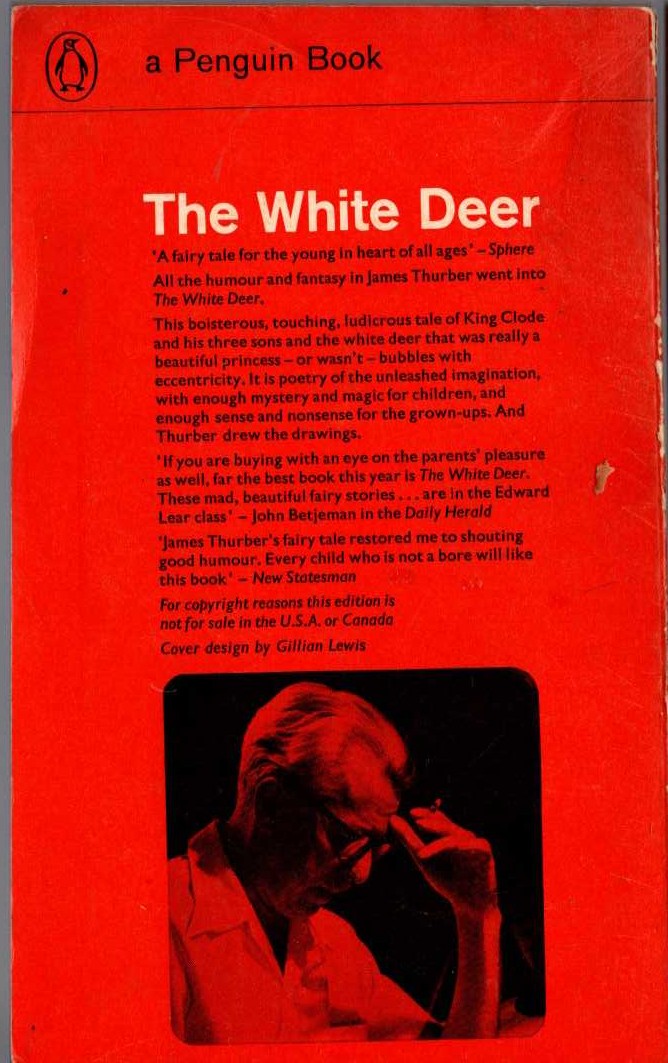 James Thurber  THE WHITE DEER magnified rear book cover image