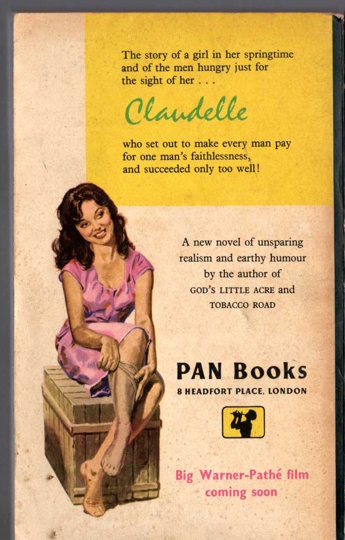 Erskine Caldwell  CLAUDELLE magnified rear book cover image