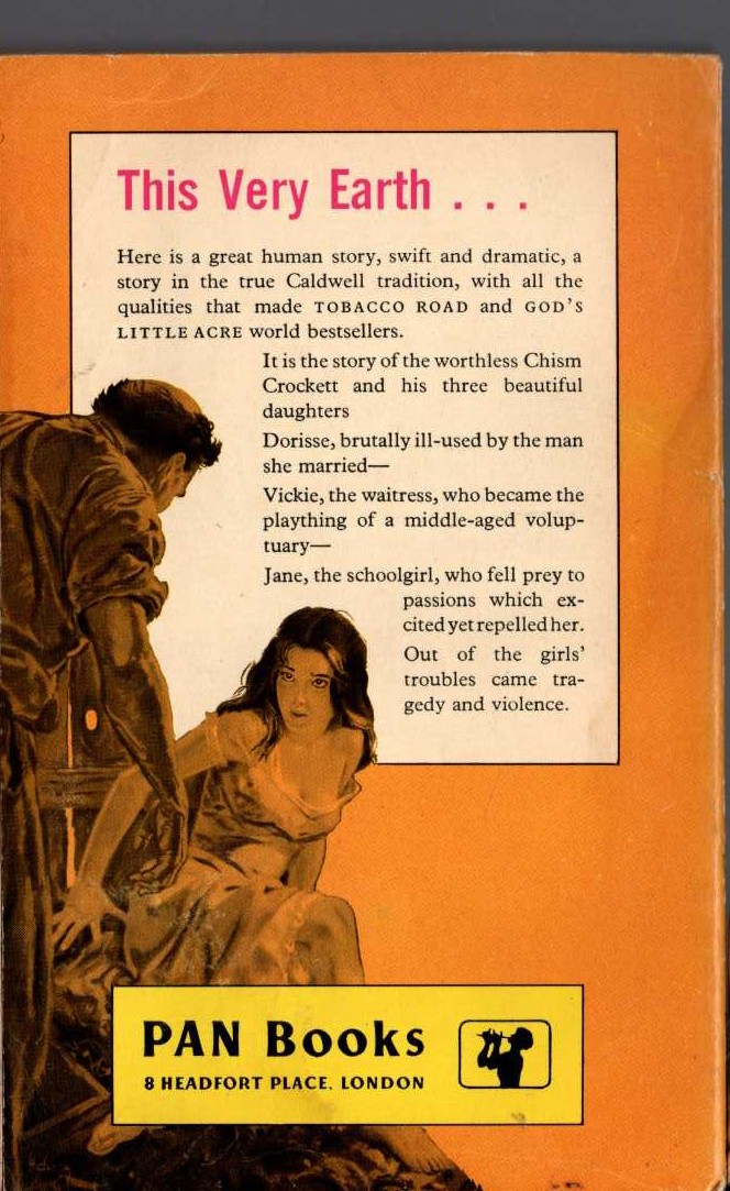 Erskine Caldwell  THIS VERY EARTH magnified rear book cover image