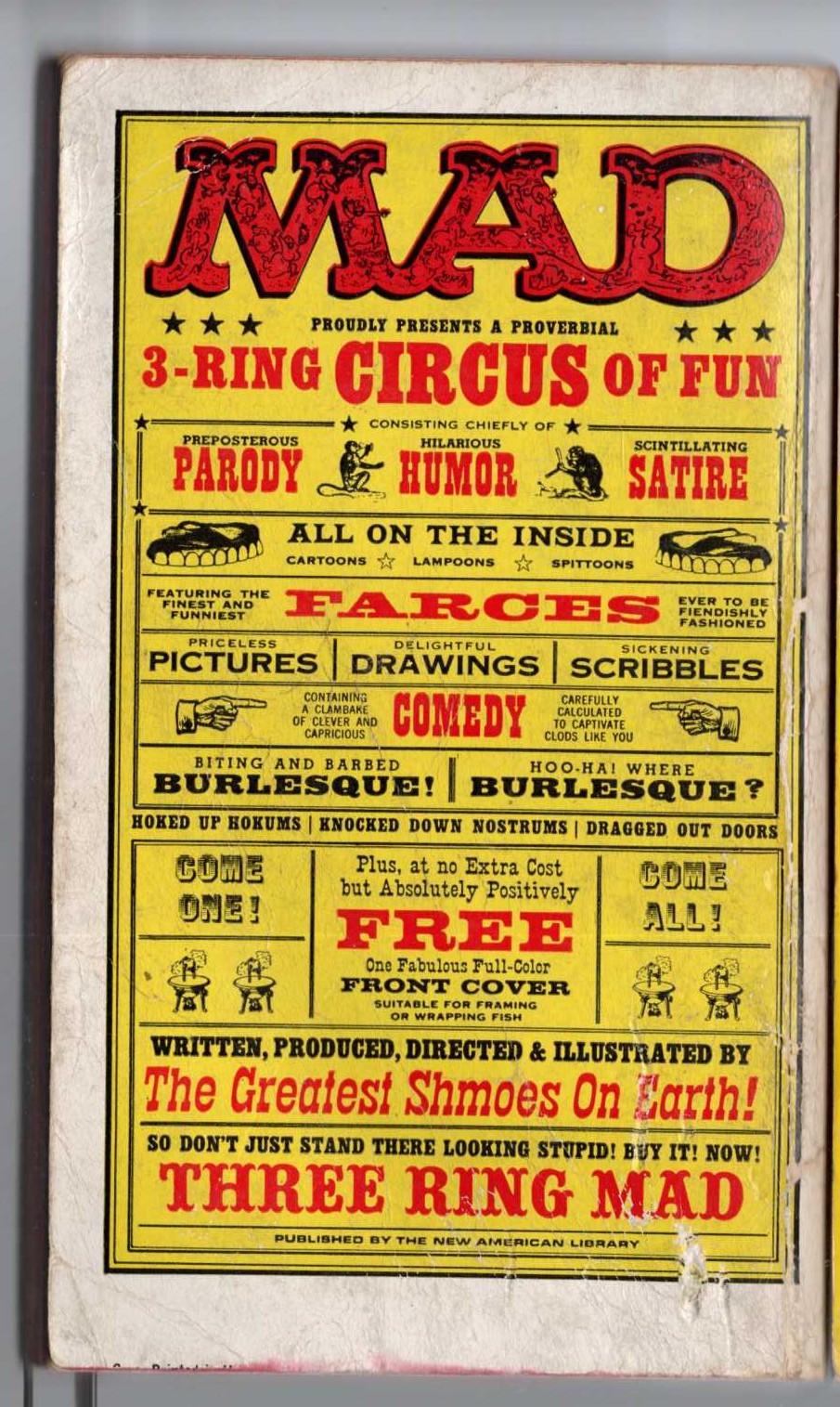 Books Mad  THREE RING MAD magnified rear book cover image