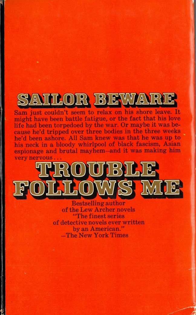 Ross Macdonald  TROUBLE FOLLOWS ME magnified rear book cover image