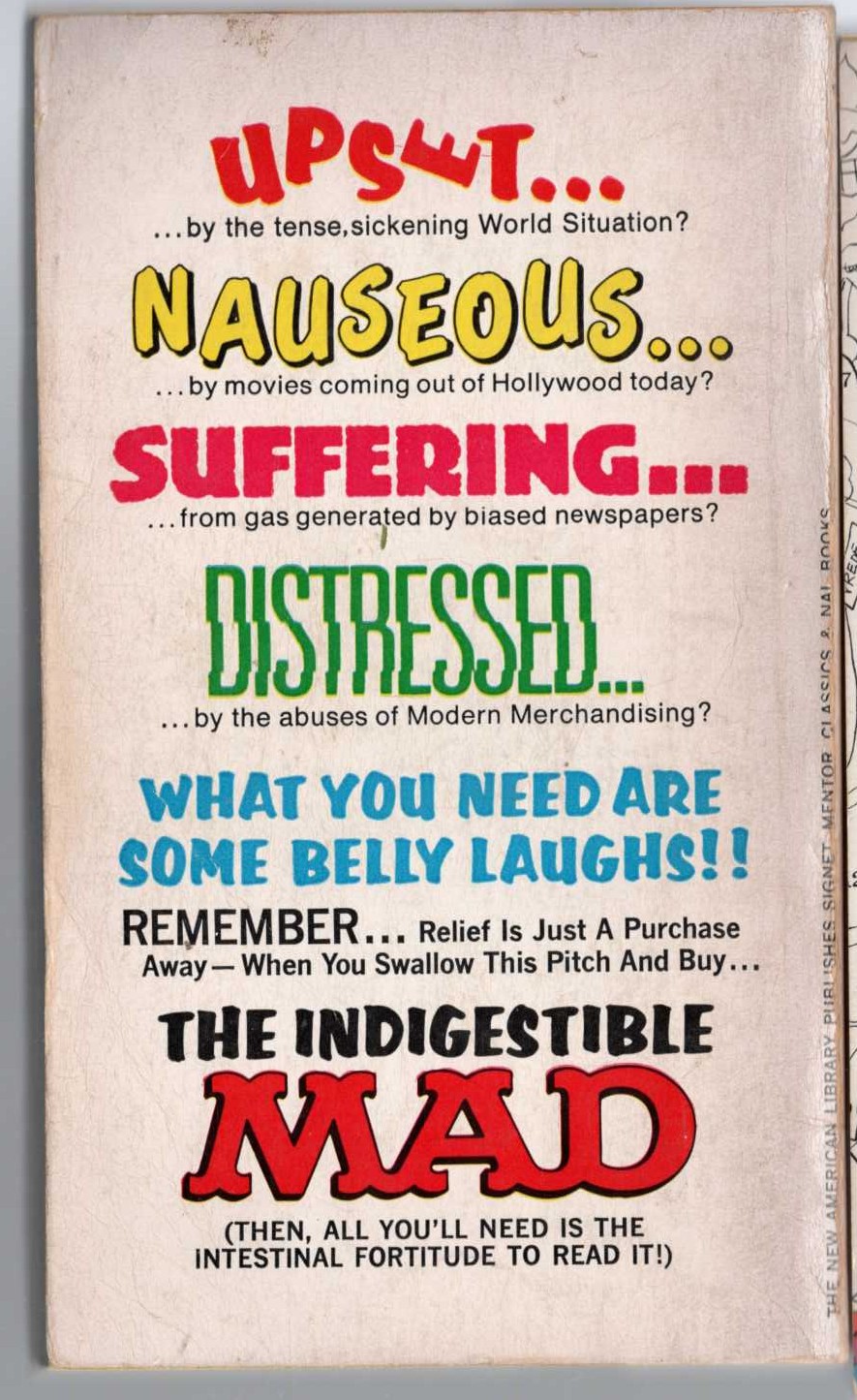 Books Mad  THE INDIGESTIBLE MAD magnified rear book cover image
