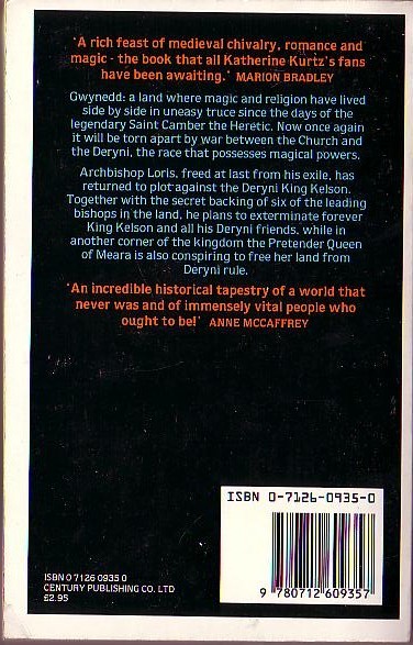 Katherine Kurtz  THE BISHOP'S HEIR magnified rear book cover image