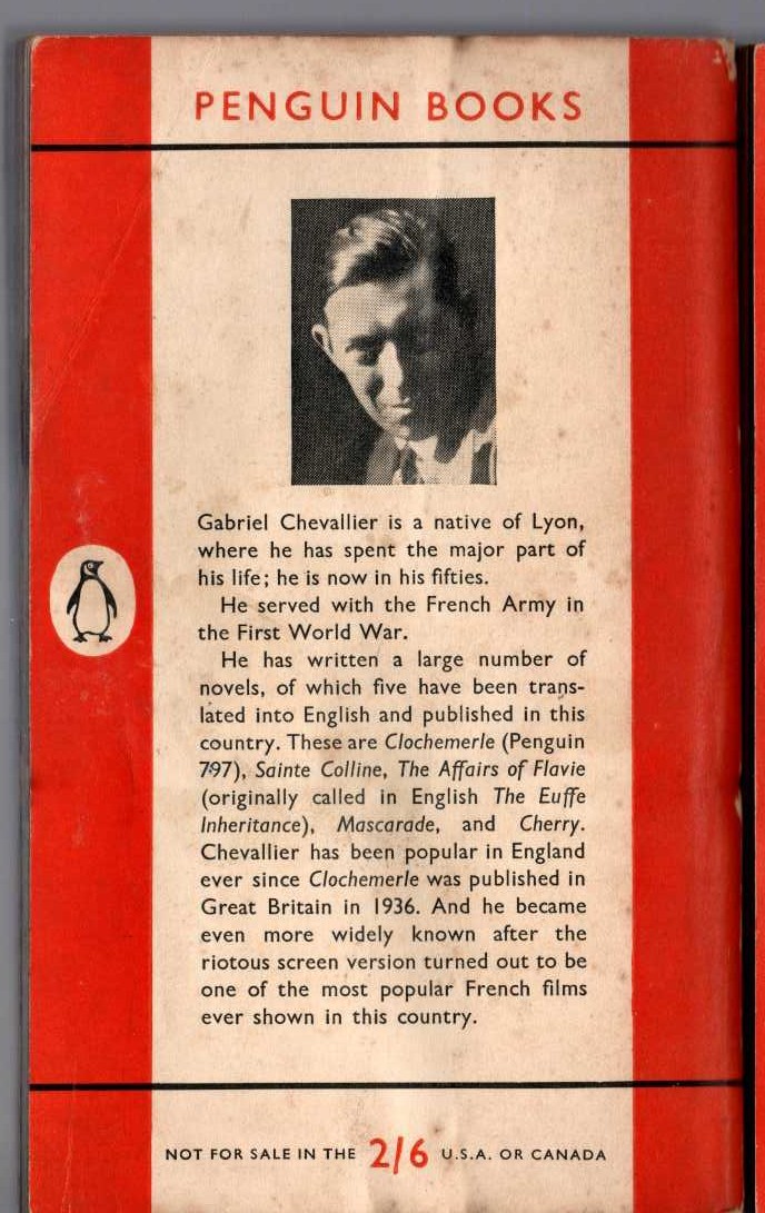 Gabriel Chevallier  THE AFFAIRS OF FLAVIE magnified rear book cover image