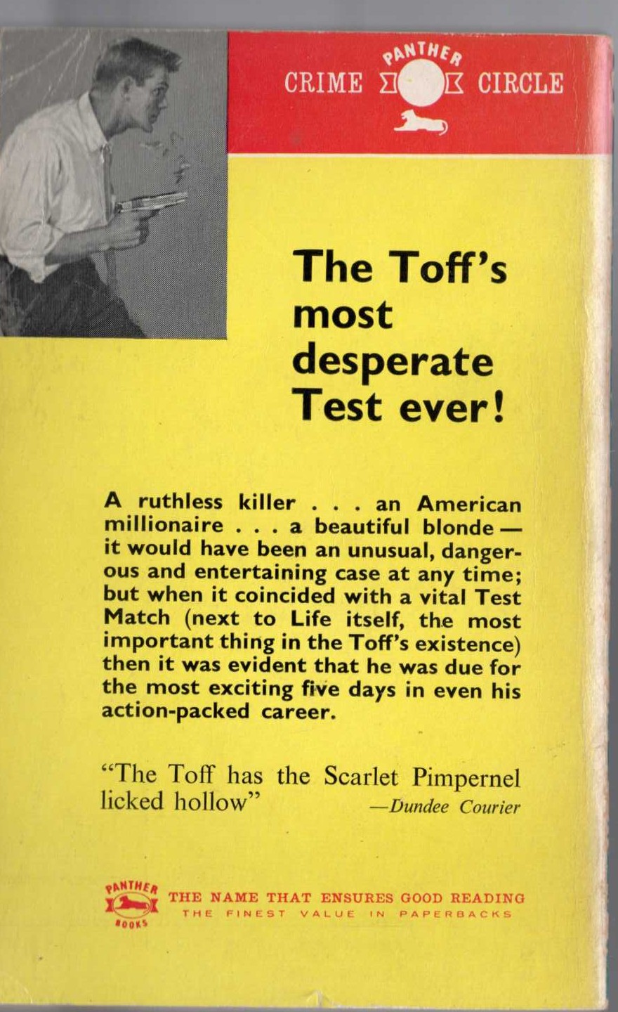John Creasey  A SIX FOR THE TOFF magnified rear book cover image