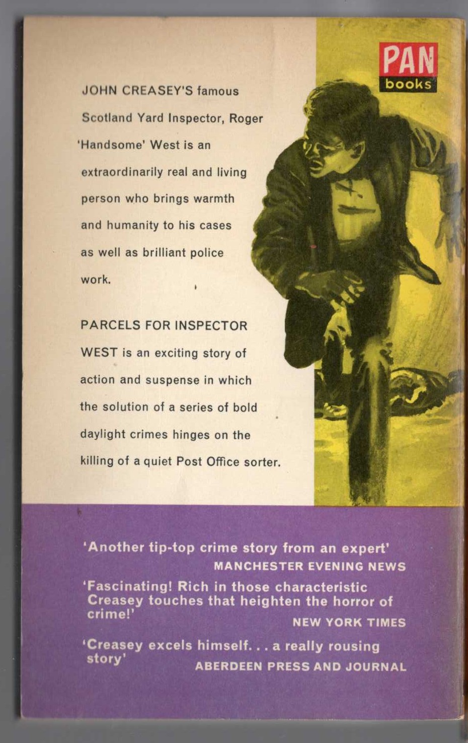 John Creasey  PARCELS FOR INSPECTOR WEST magnified rear book cover image